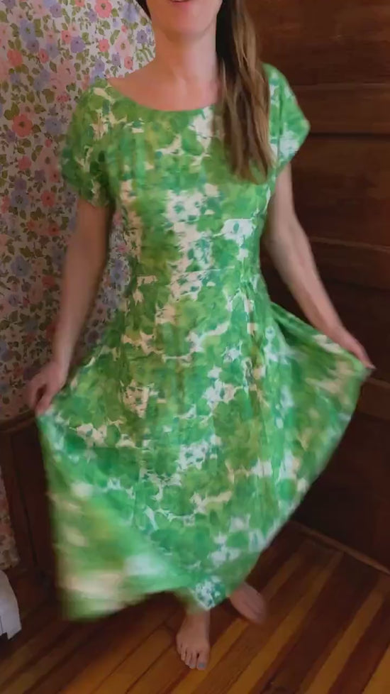 Load and play video in Gallery viewer, Gorgeous Custom Made Green Floral Dress, Mrs. Maisel

